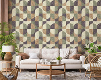 Bold Textured Hand Painted Geometries Curated Harmony Tones Wallpaper⁠