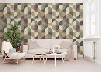 Bold Textured Hand Painted Geometries Curated Harmony Tones Wallpaper⁠