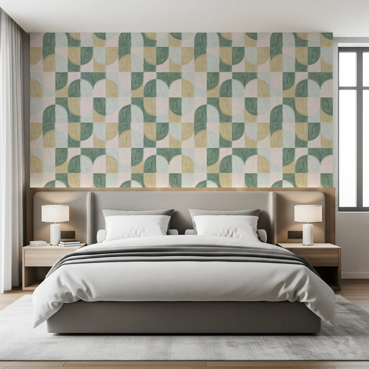 Bold Textured Hand Painted Geometries Beautifully Balanced Wallpaper⁠