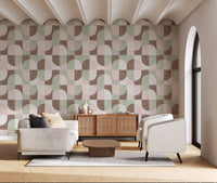 Bold Textured Hand Painted Geometries Grandmillennial Delight Soft Wallpaper⁠