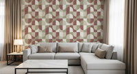 Bold Textured Hand Painted Geometries Rustic Farmhouse Earthy Tones Wallpaper⁠