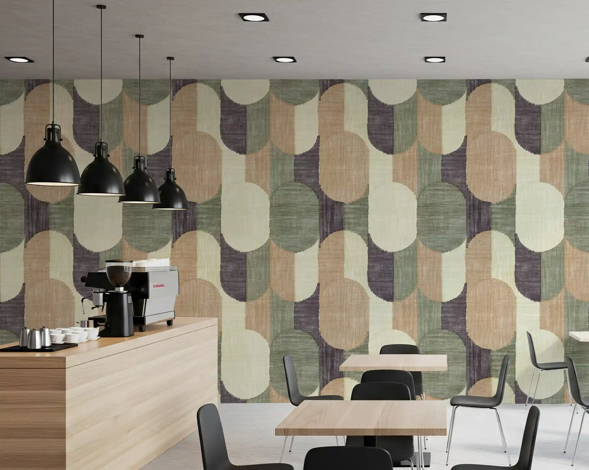Mid Century Textured Hand Painted Geometries Curated Harmony Tones Wallpaper⁠