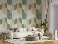 Mid Century Textured Hand Painted Geometries Beautifully Balanced Wallpaper⁠