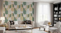 Mid Century Textured Hand Painted Geometries Beautifully Balanced Wallpaper⁠