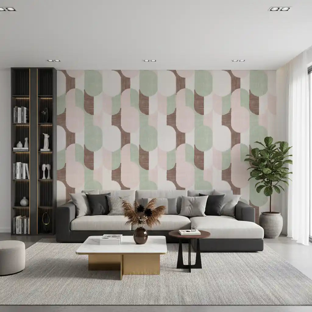 Mid Century Textured Hand Painted Geometries Grandmillennial Delight Soft Wallpaper⁠