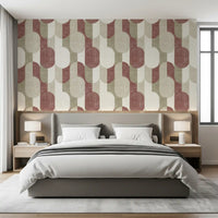 Mid Century Textured Hand Painted Geometries Rustic Farmhouse Earthy Tones Wallpaper⁠