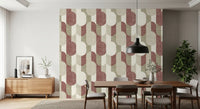 Mid Century Textured Hand Painted Geometries Rustic Farmhouse Earthy Tones Wallpaper⁠