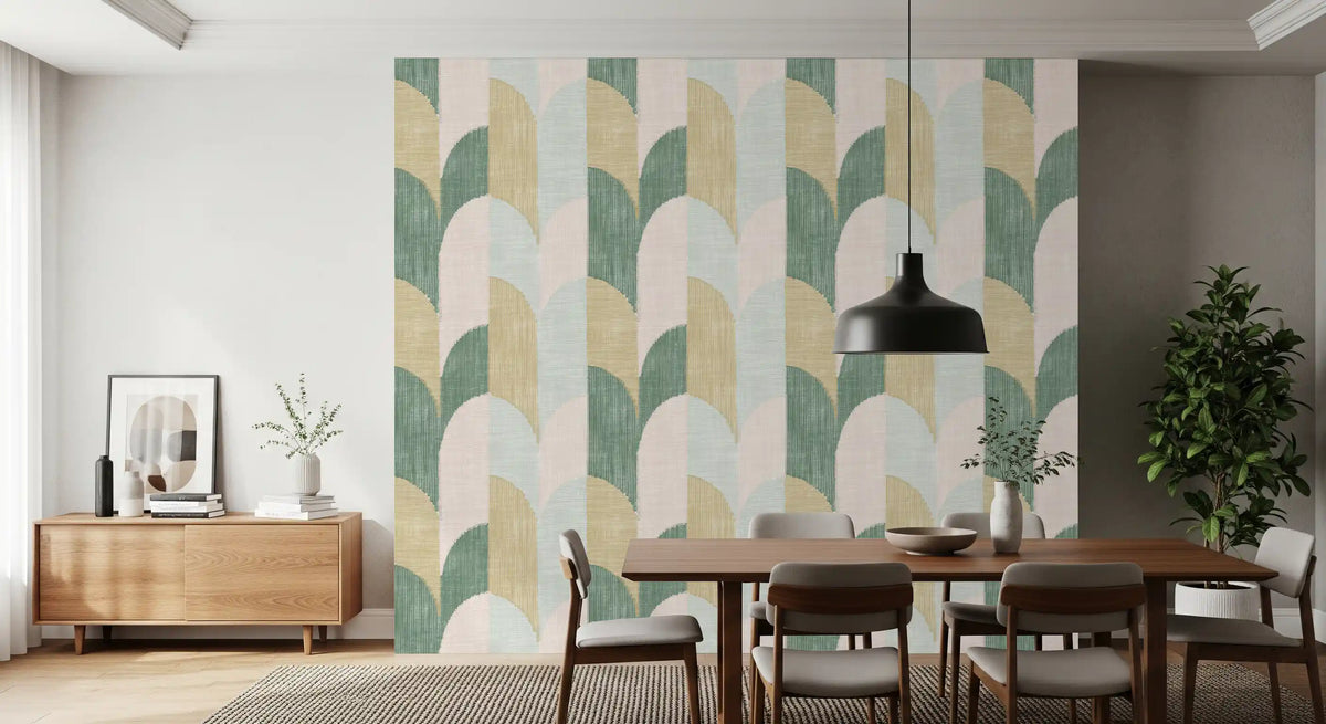 Mid Mod Textured Hand Painted Geometries Beautifully Balanced Wallpaper⁠