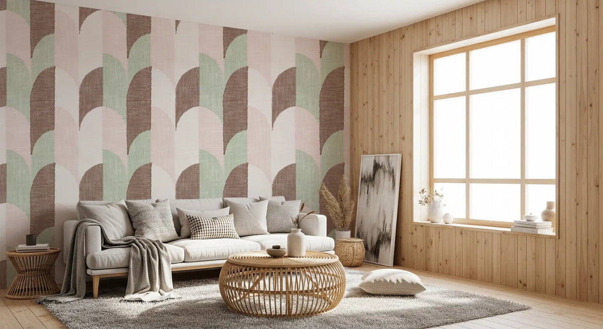 Mid Mod Textured Hand Painted Geometries Grandmillennial Delight Soft Wallpaper⁠
