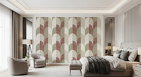 Mid Mod Textured Hand Painted Geometries Rustic Farmhouse Earthy Tones Wallpaper⁠