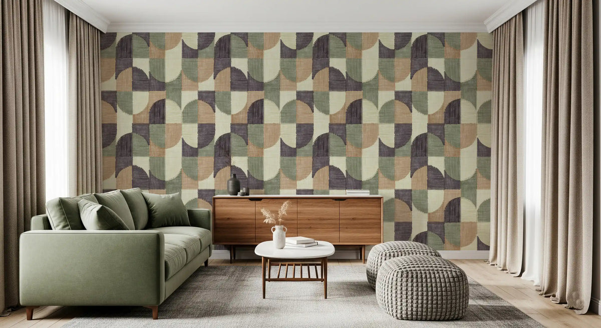 Tiled Textured Hand Painted Geometries Curated Harmony Tones Wallpaper⁠
