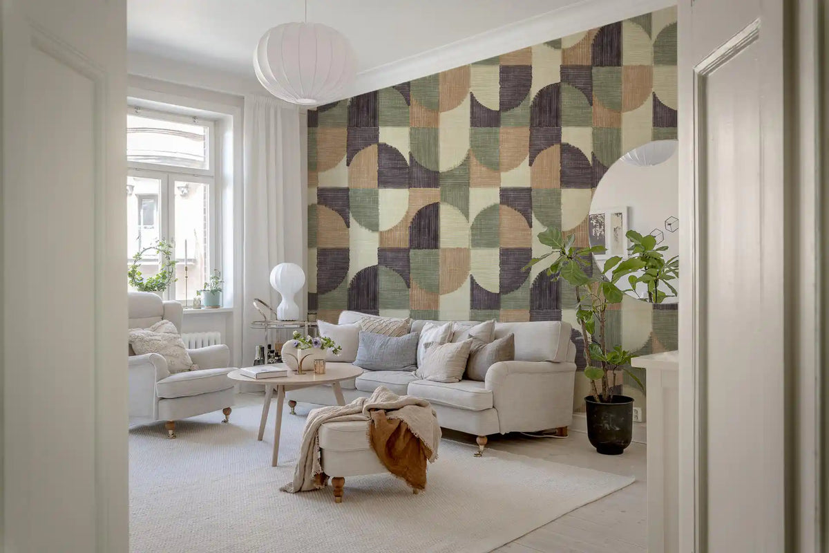 Tiled Textured Hand Painted Geometries Curated Harmony Tones Wallpaper⁠