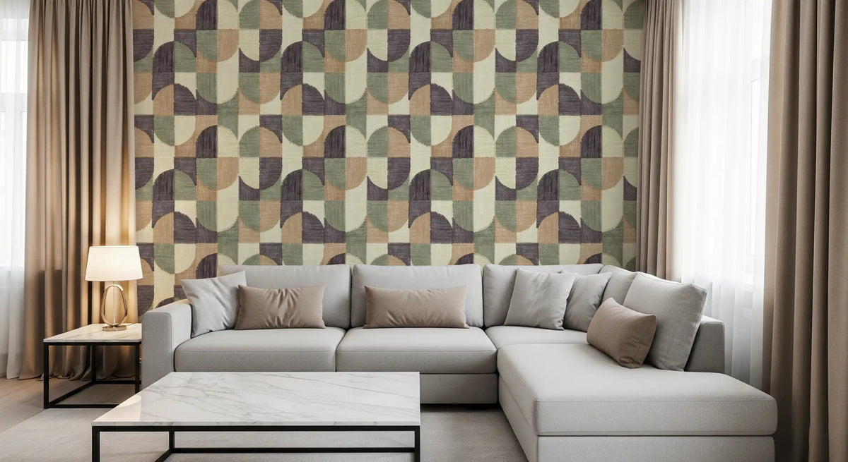Tiled Textured Hand Painted Geometries Curated Harmony Tones Wallpaper⁠