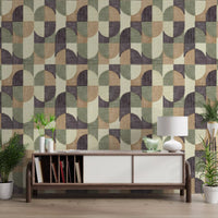 Tiled Textured Hand Painted Geometries Curated Harmony Tones Wallpaper⁠