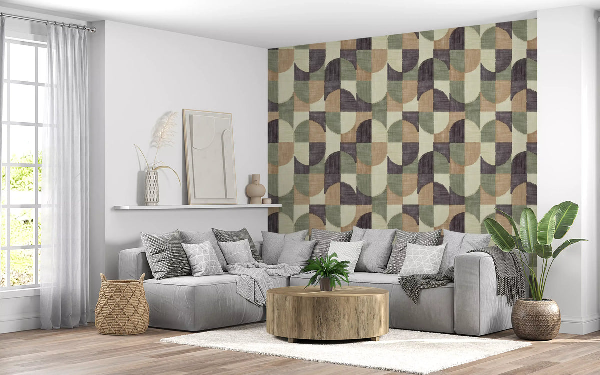 Tiled Textured Hand Painted Geometries Curated Harmony Tones Wallpaper⁠