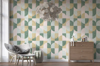 Tiled Textured Hand Painted Geometries Beautifully Balanced Wallpaper⁠