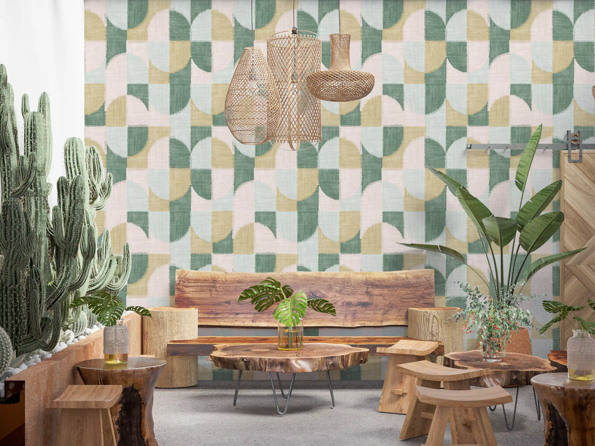 Tiled Textured Hand Painted Geometries Beautifully Balanced Wallpaper⁠