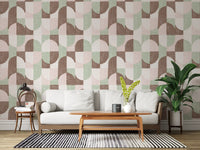 Tiled Textured Hand Painted Geometries Grandmillennial Delight Soft Wallpaper⁠