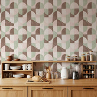 Tiled Textured Hand Painted Geometries Grandmillennial Delight Soft Wallpaper⁠