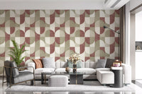 Tiled Textured Hand Painted Geometries Rustic Farmhouse Earthy Tones Wallpaper⁠