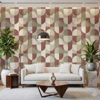 Tiled Textured Hand Painted Geometries Rustic Farmhouse Earthy Tones Wallpaper⁠