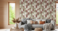 Tiled Textured Hand Painted Geometries Rustic Farmhouse Earthy Tones Wallpaper⁠