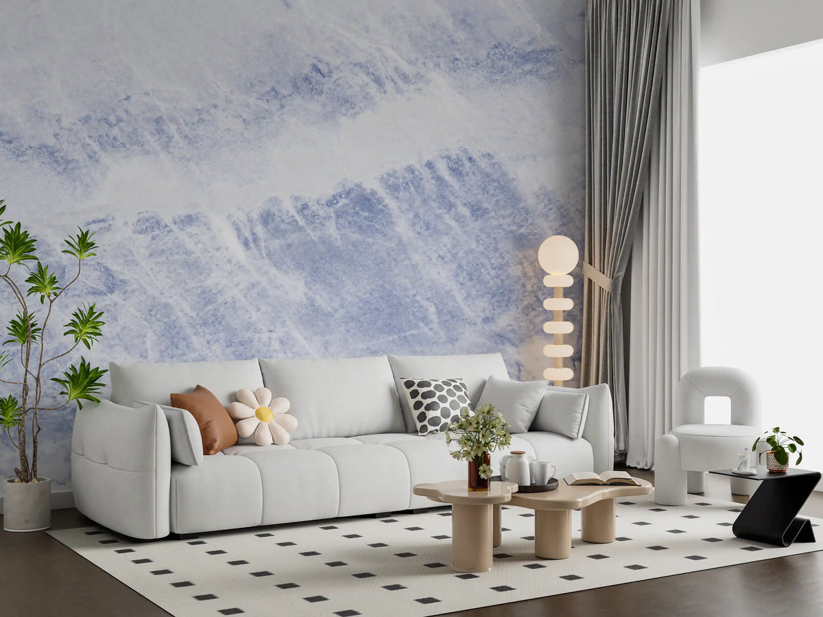 Azure Marble Veins Wall Mural