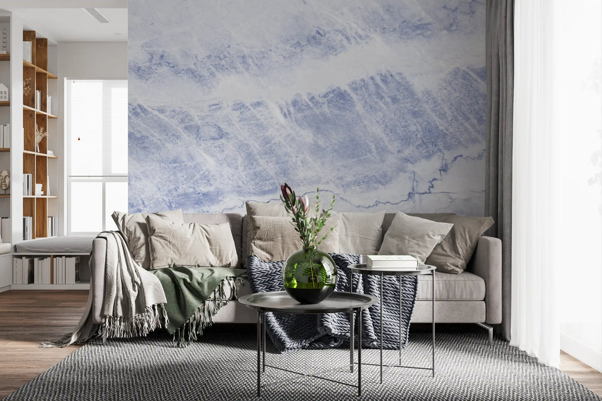Azure Marble Veins Wall Mural