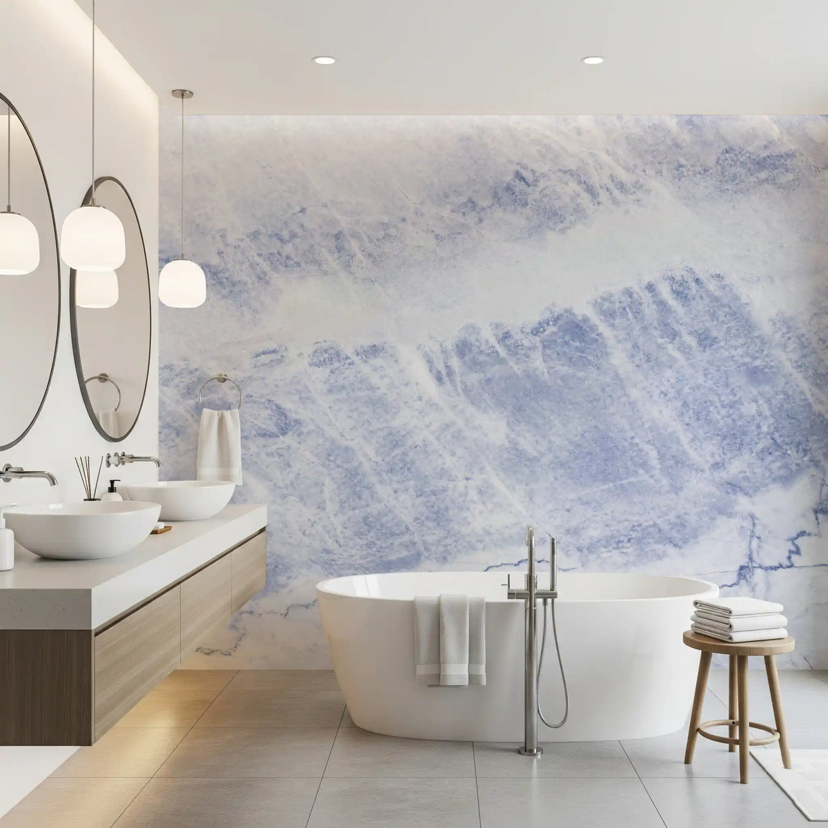 Azure Marble Veins Wall Mural