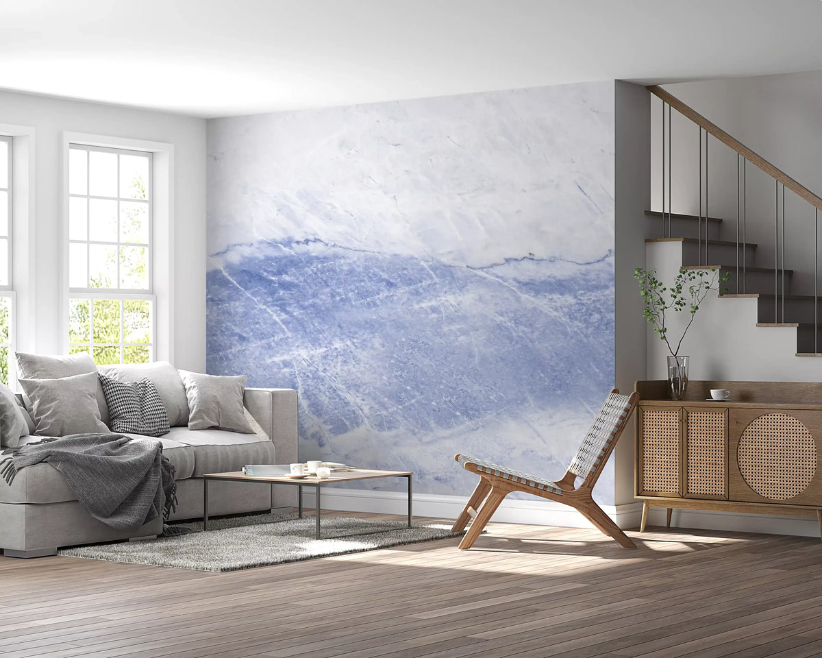Cerulean Vein Stone Slab Wall Mural