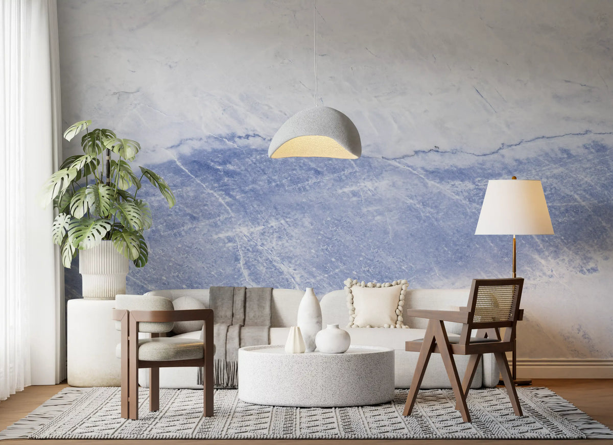 Cerulean Vein Stone Slab Wall Mural