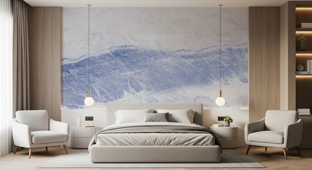 Cerulean Vein Stone Slab Wall Mural