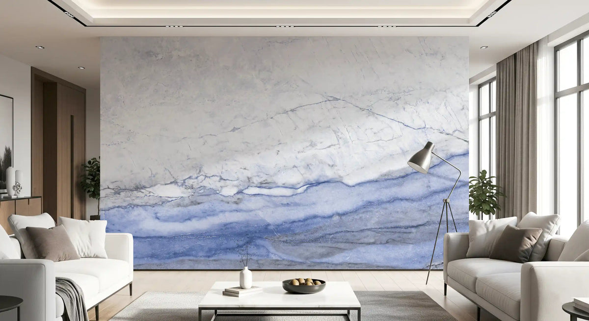 Blue Veined Marble Horizon Wall Mural