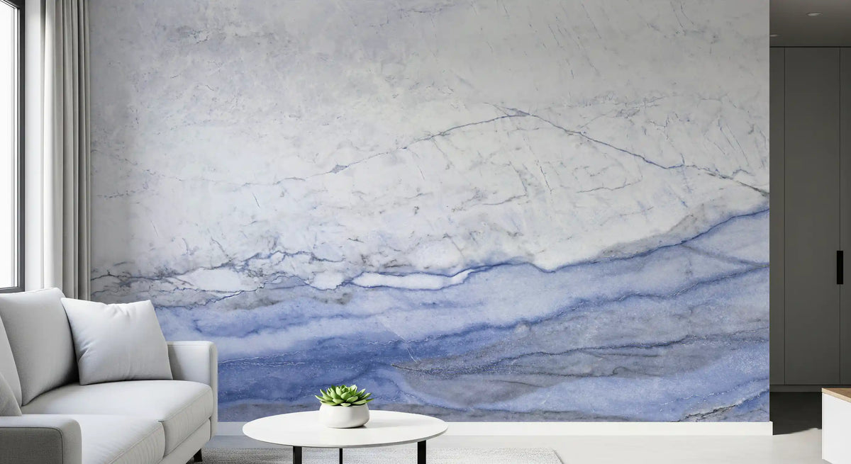 Blue Veined Marble Horizon Wall Mural