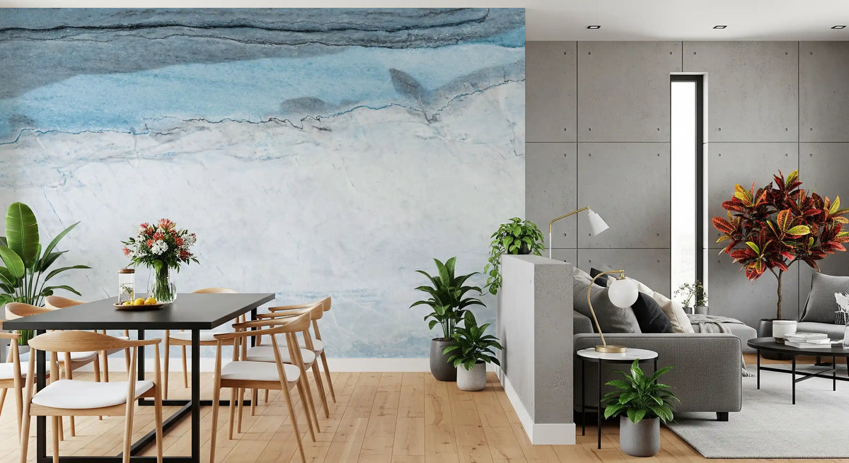 Cerulean Veined Marble Slab Wall Mural