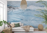 Ethereal Azure Veined Stone Wall Mural