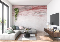 Rose Quartz Veined Marble Wall Mural