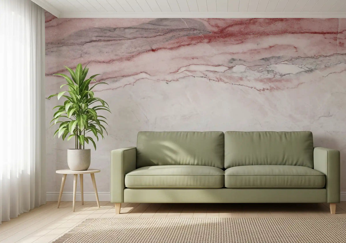 Rose Quartz Veined Marble Wall Mural