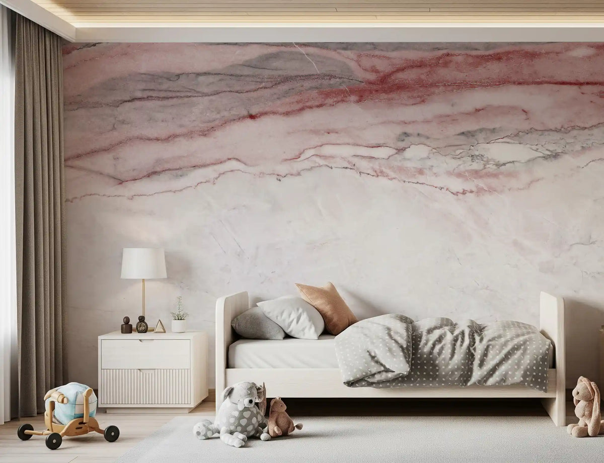 Rose Quartz Veined Marble Wall Mural