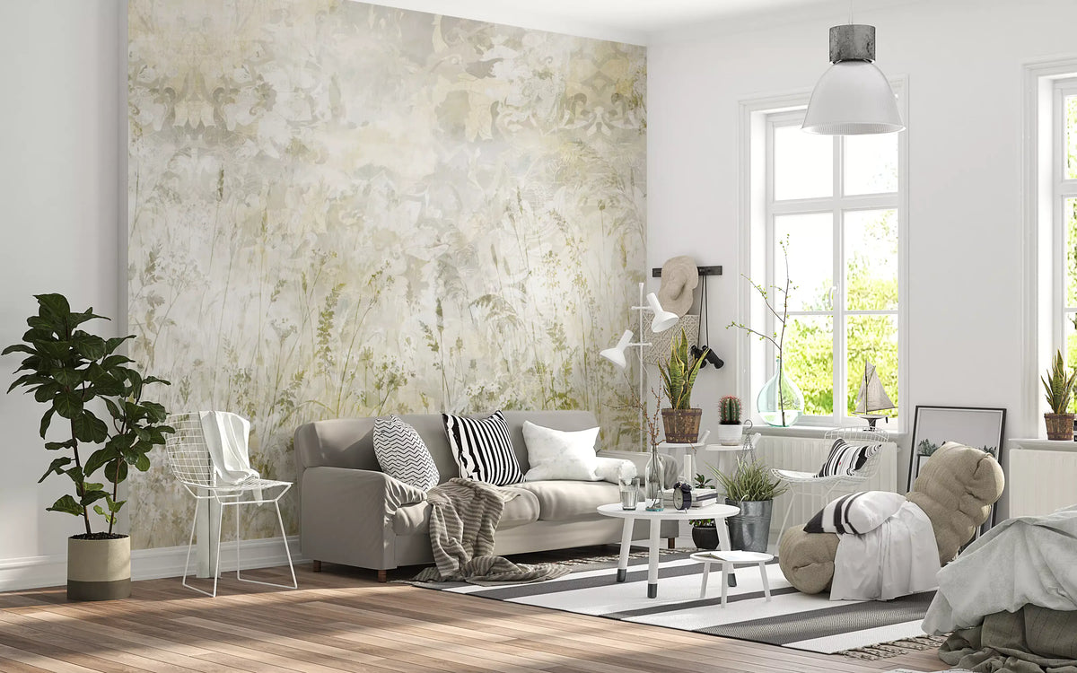 Botanical Damask Wildflower Meadow Wall Mural Wall Mural Wall Mural