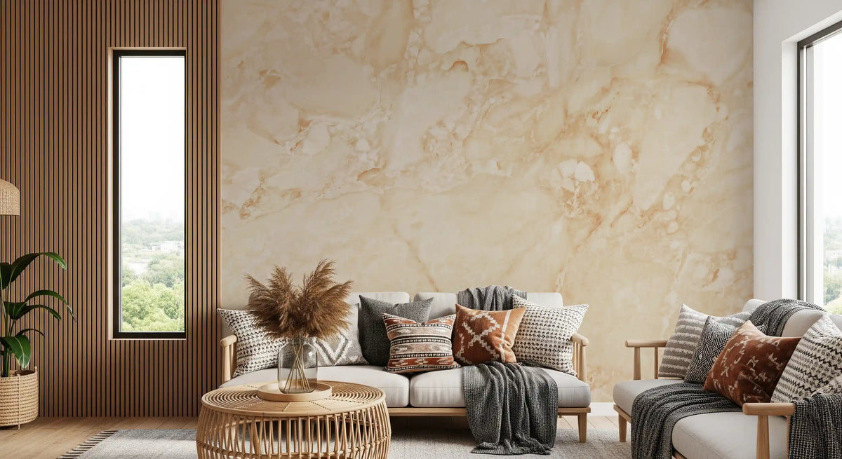 Cream Terrazzo Stone Texture Wall Mural