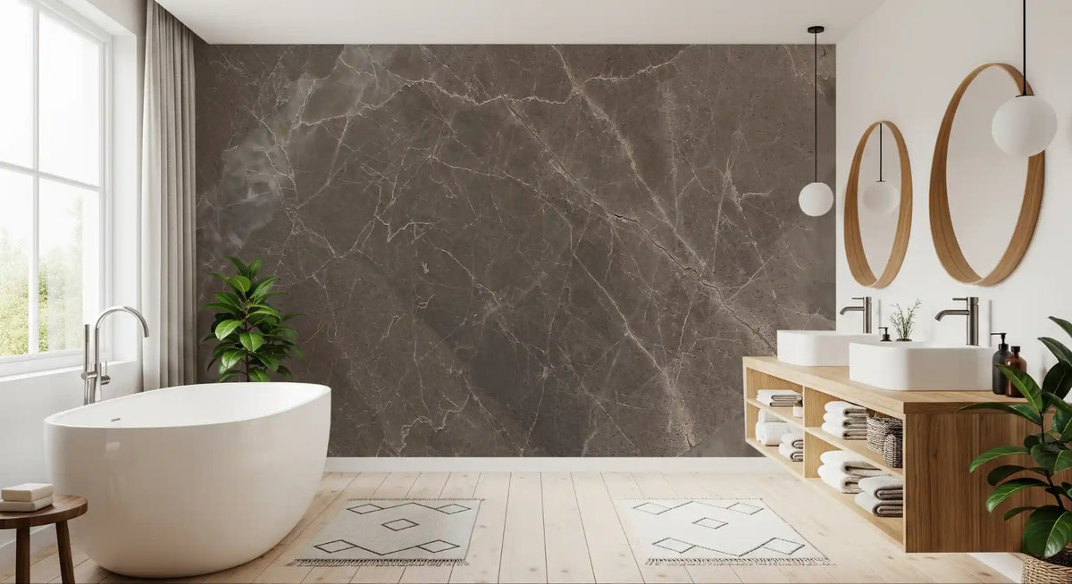 Smoky Quartz Veined Stone Wall Mural