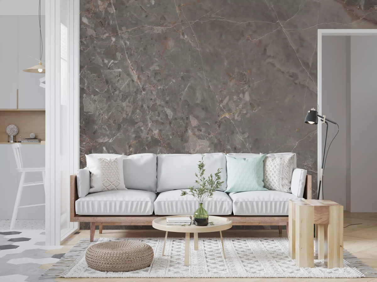 Smoky Grey Marble Texture Wall Mural