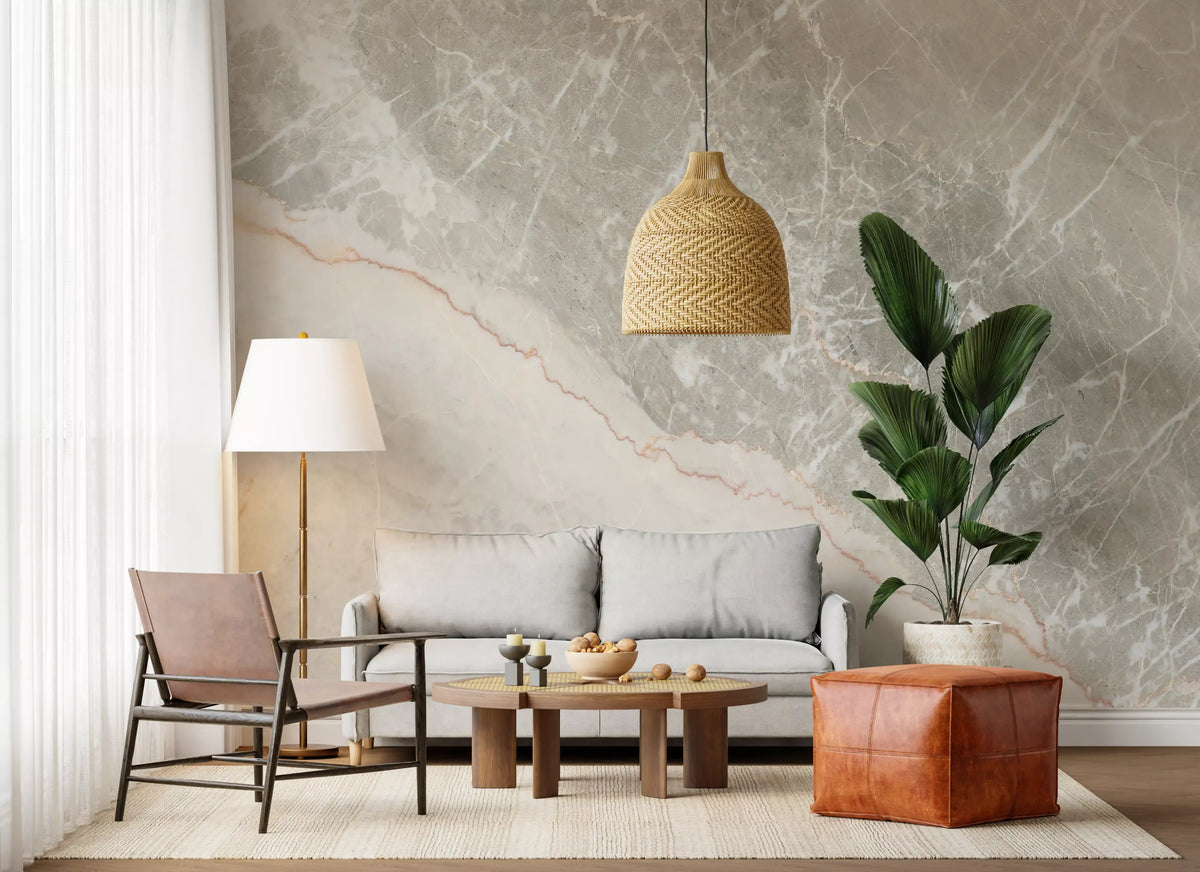 Serene Grey Marble Veining Wall Mural