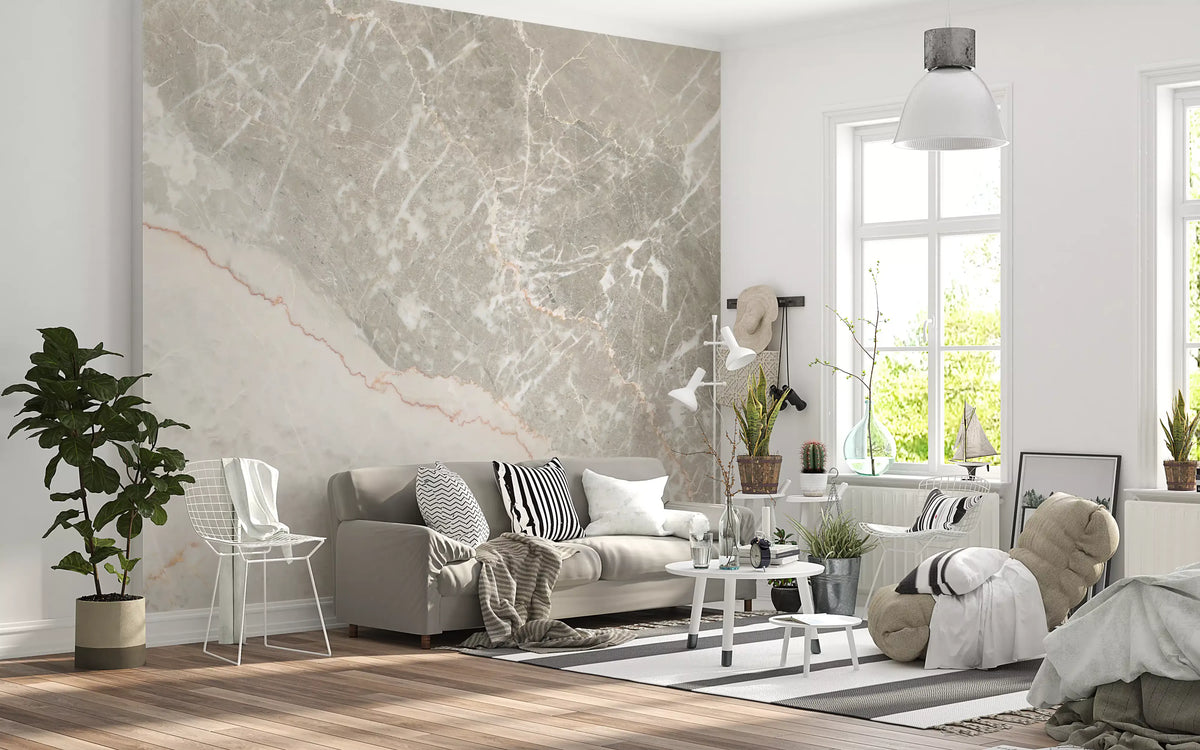 Serene Grey Marble Veining Wall Mural