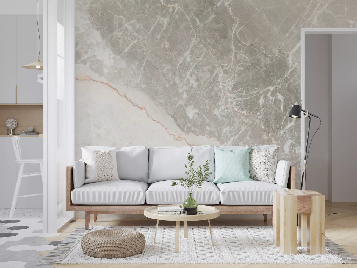 Serene Grey Marble Veining Wall Mural
