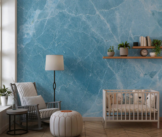 Cerulean Veined Stone Wall Mural