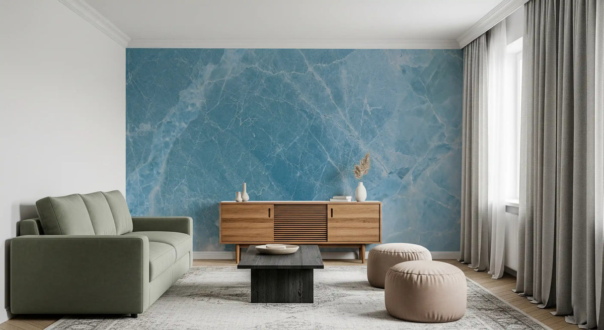 Cerulean Veined Stone Wall Mural