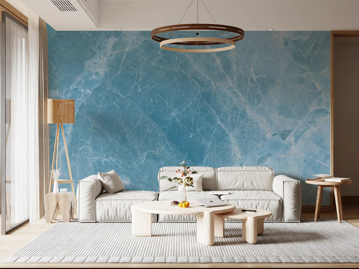 Cerulean Veined Stone Wall Mural