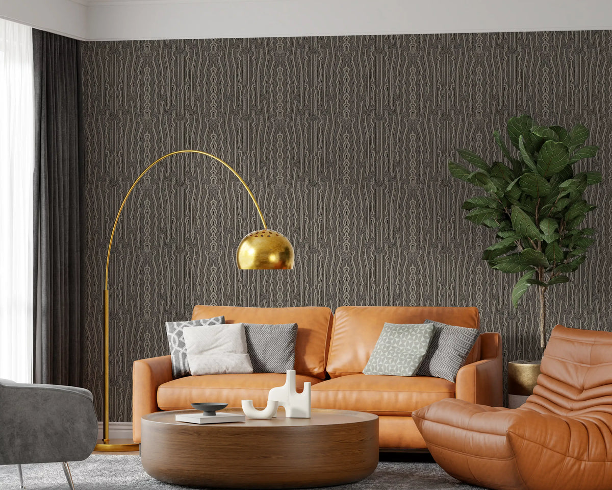 Monochrome Linear Wave Texture Wallpaper⁠